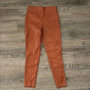 Very J Orange Faux Leather Pants